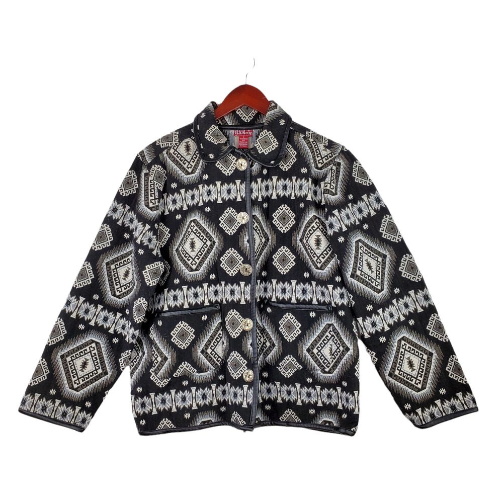 Red Ranch Women's Sz S Western Native Tapestry Woven Aztec Button Up Jacket - Picture 2 of 7